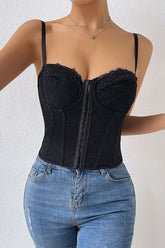 Hold Me Near Lace Backless Bustier Corset Crop Top - 3 Colors